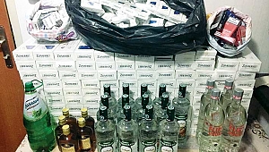 Yolcu otobüsünde kaçak içki ve sigara ele geçti