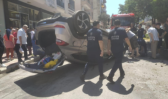 Bafra’da takla atan araçta 2 kişi yaralandı