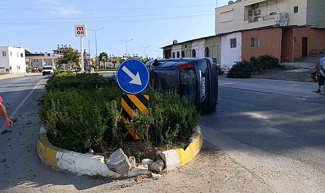 Takla atan otomobilden burnu bile kanamadan çıktı