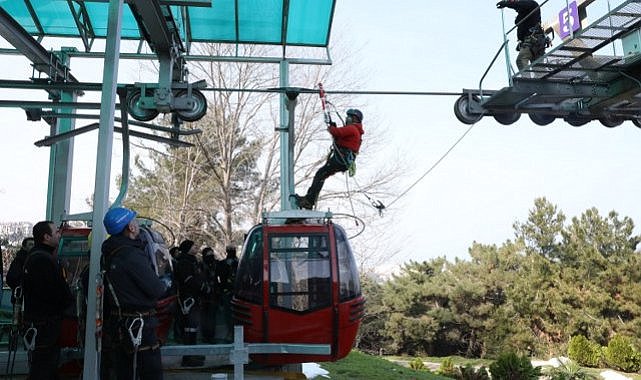 Samsun Amisos Teleferik Hattı’nda personele yolcu kurtarma eğitimi