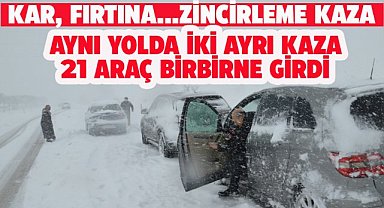 Samsun'da kar yağdı! zincirleme kazalar peş peşe geldi!