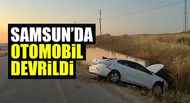 Samsun'da otomobil devrildi