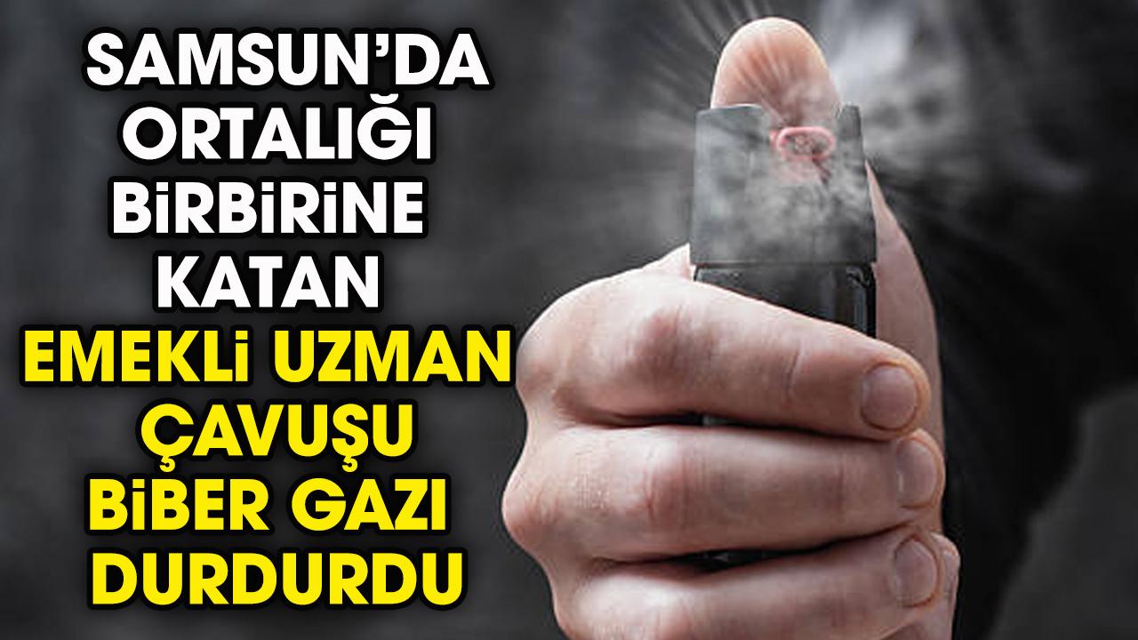 Samsun'da ortalığı birbirine katan alkollü emekli uzman çavuşu biber gazı durdurdu!