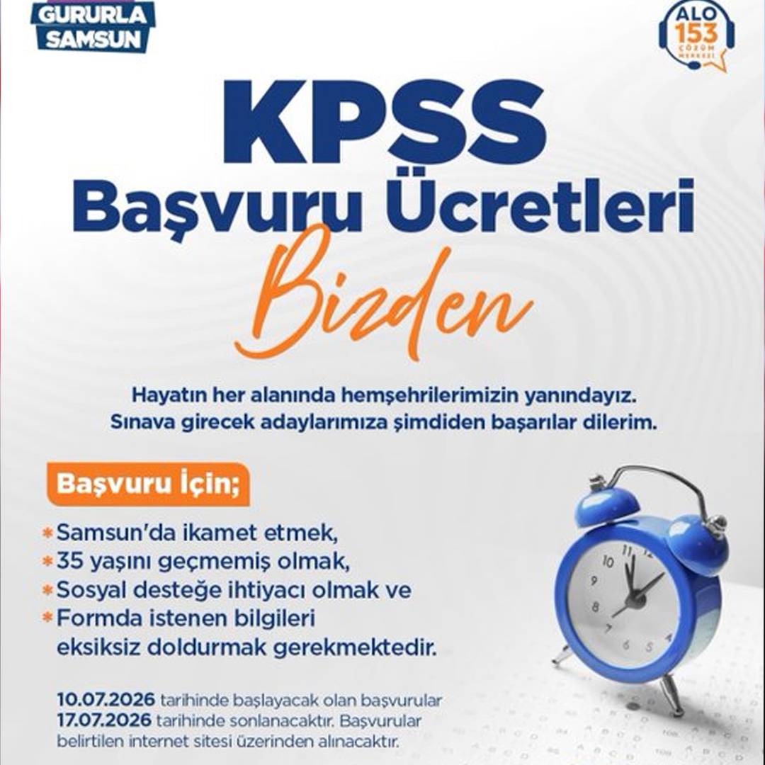 KPSS başvuru ücretleri Samsun Büyükşehir Belediyesi'nden